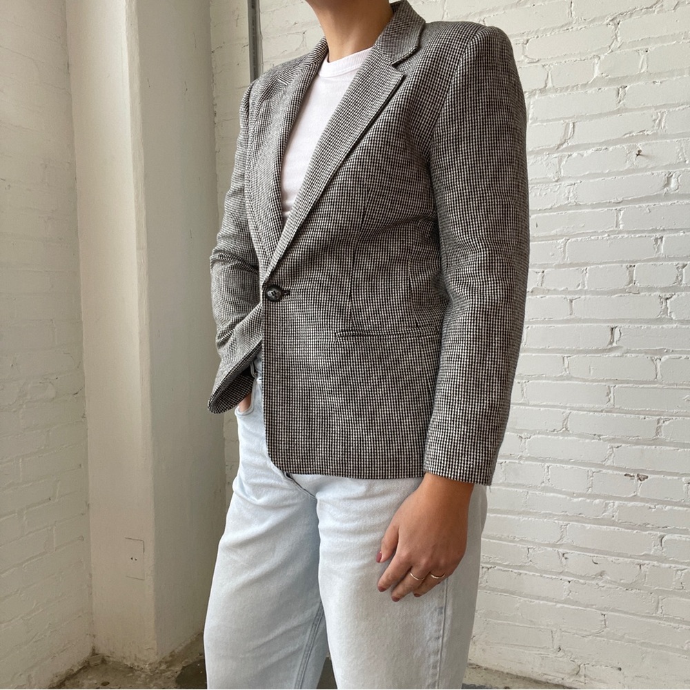 Vintage 80s Joan Leslie Tweed Single Breasted Blazer - Picture 2 of 8
